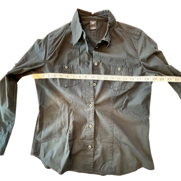 Gap Black Long Sleeve Button-Up Shirt M Womens Casual Cotton 87v - Picture 6 of 9